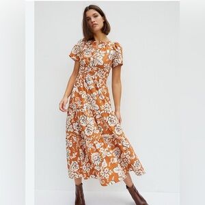 Anthropologie Maeve Somerset Dress in Cotton in Botanical Print NWOT